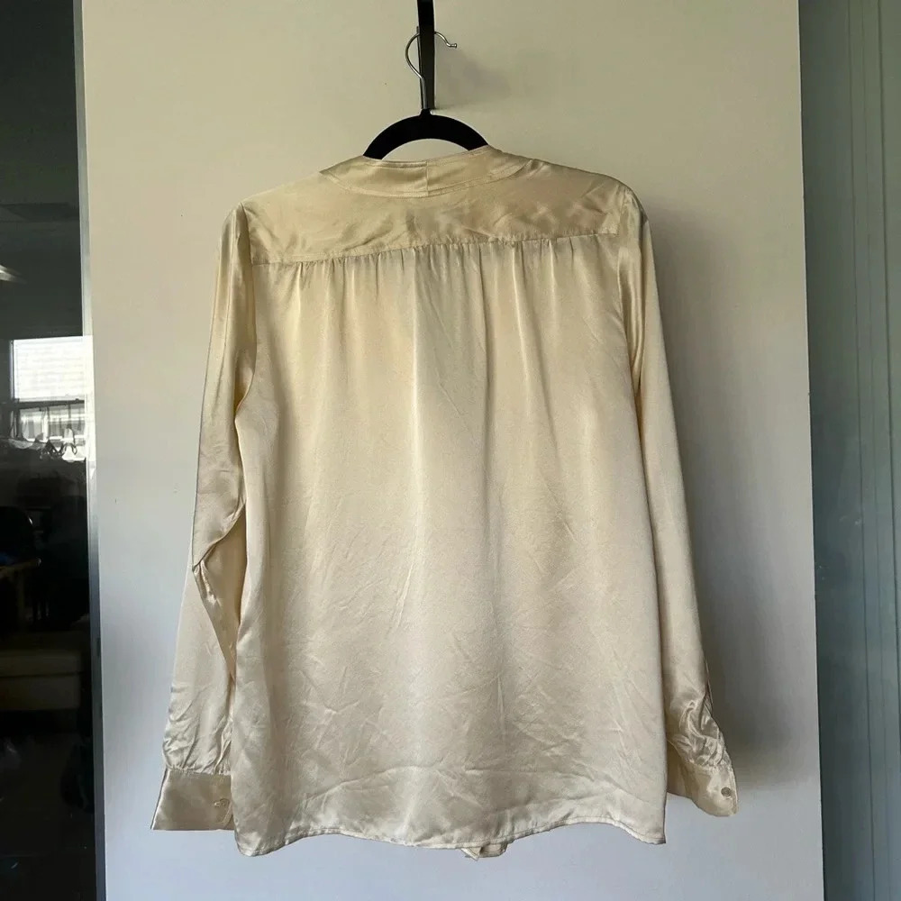 NWT Nili Lotan Elsie silk blouse champagne Size M - Picture 5 of 11